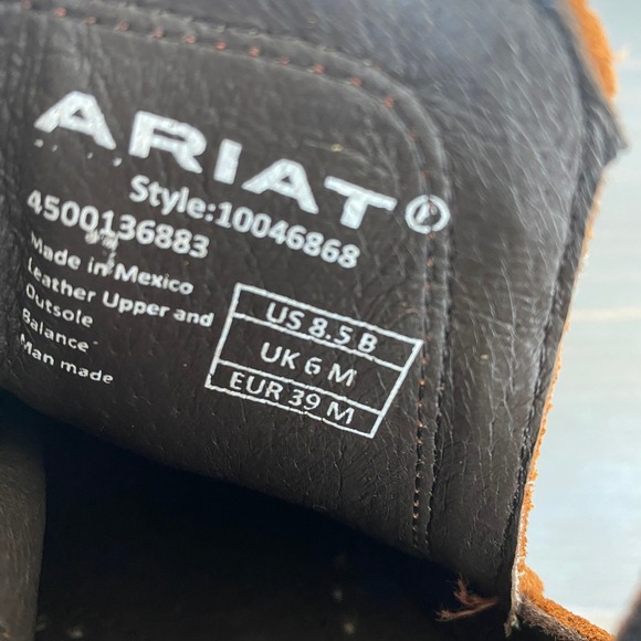 Ariat Women Dixon Western Suede Leather Ankle Boots Size 8.5B Cognac Cowgirl NEW - Picture 7 of 9